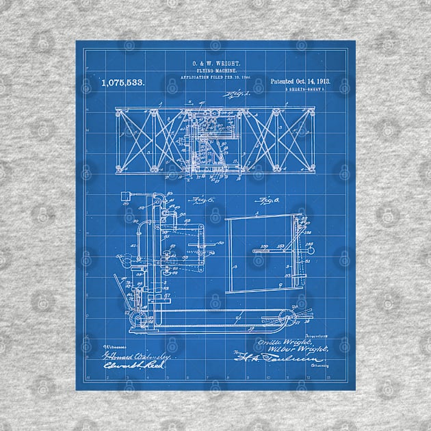 Wright Brothers Aircraft Patent - Aviation Art - Blueprint by patentpress